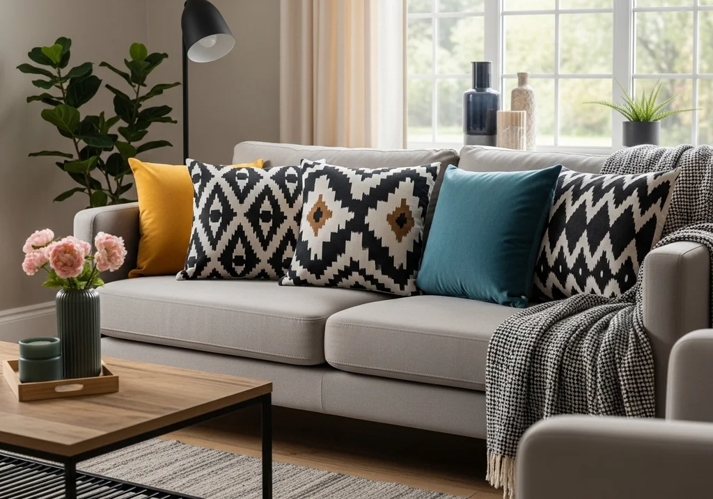 salon confortable coussins